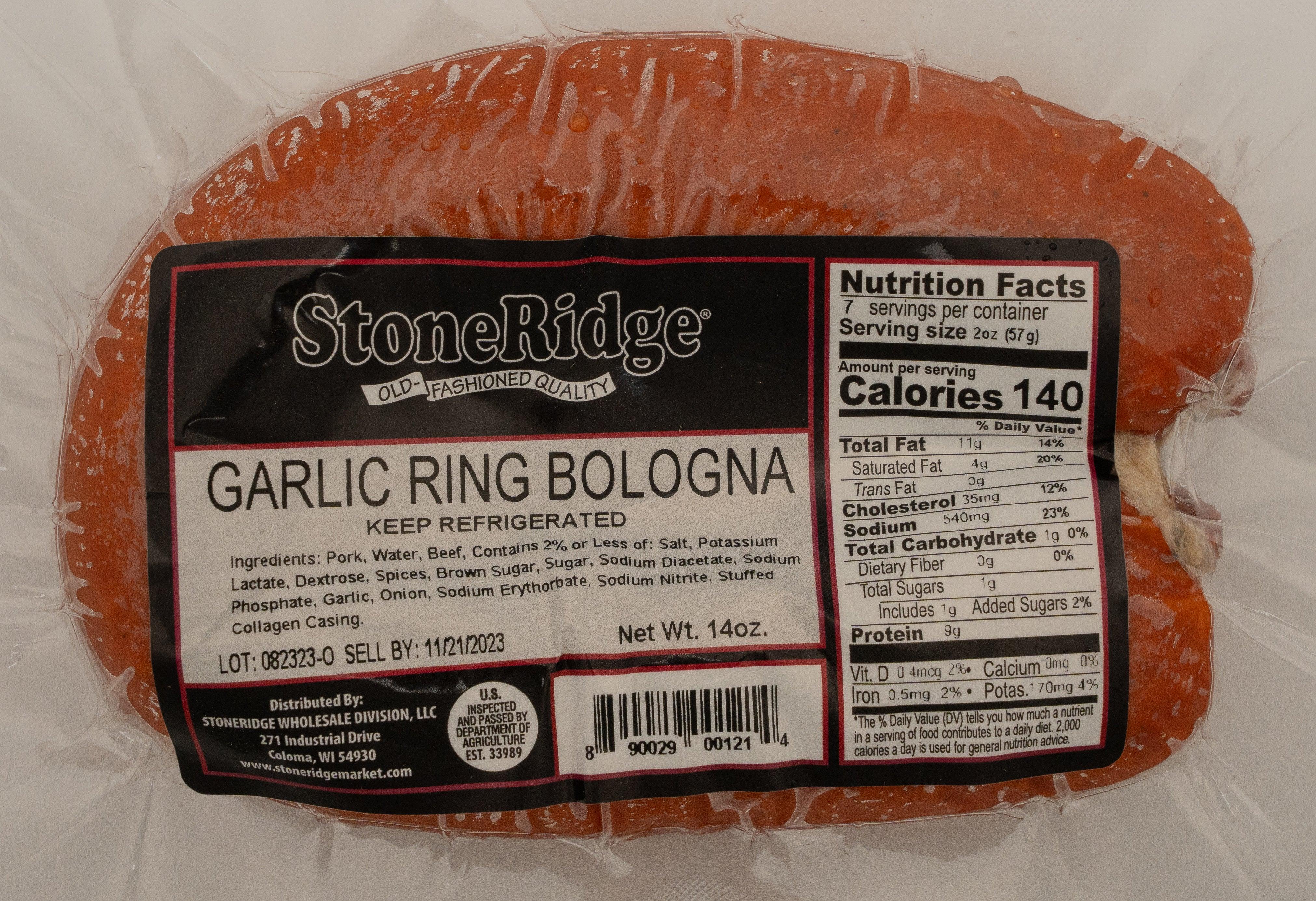 Garlic Ring Bologna StoneRidge Meats & Cheeses