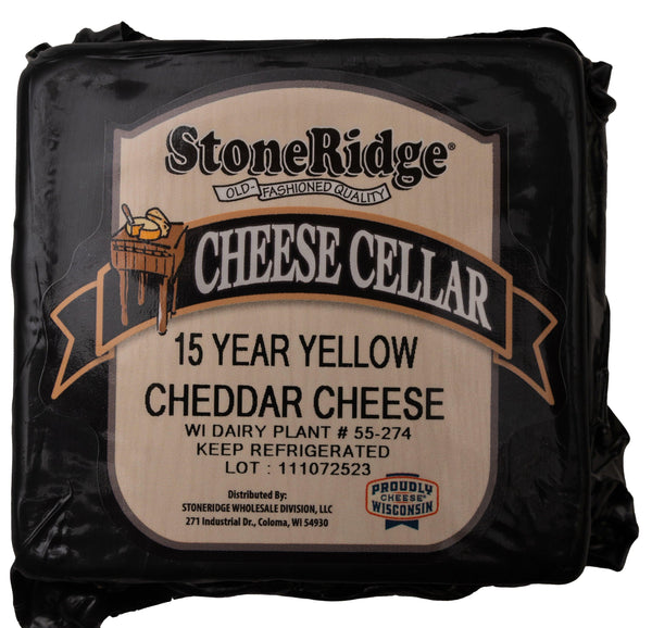 15 Year Yellow Cheddar Cheese 8 Ounce Package with clear background.