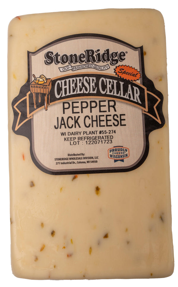 Pepper Jack Cheese - 2 Pound package with clear background.