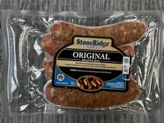 Original Bratwurst  - 16 Ounce Package (4 count) with a gray background.