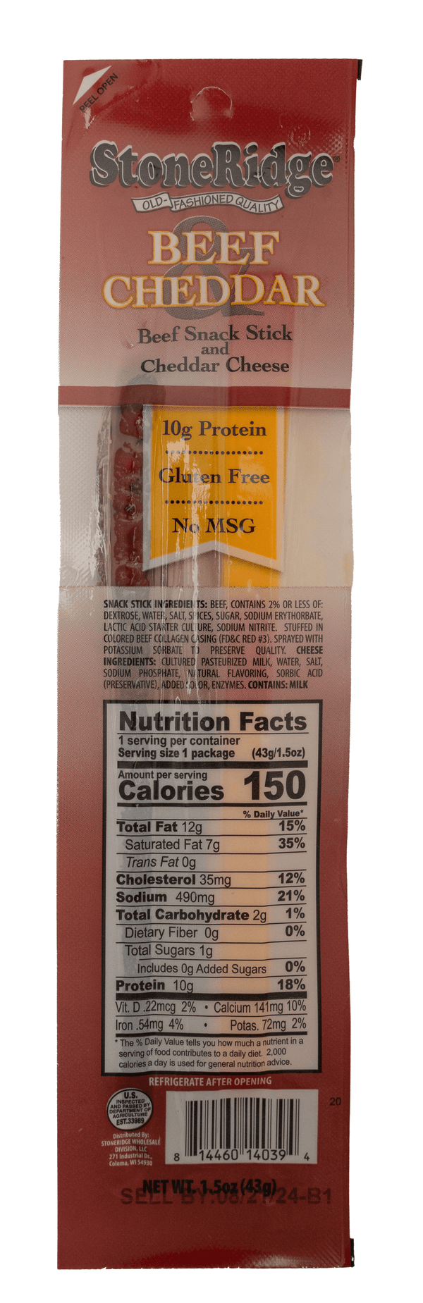 Beef and Cheddar 1.5 oz Stick and Cheese (10-pack)