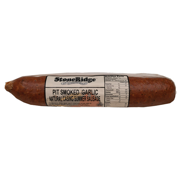 Pit Smoked Garlic Natural Casing Summer Sausage - 16 Ounce Package