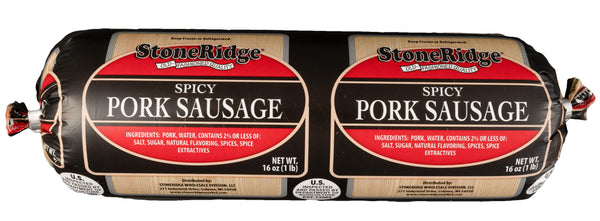 Spicy Pork Sausage  - 16 ounce Package with clear background.
