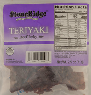 Teriyaki Beef Jerky 2.5 oz Package - StoneRidge Meats