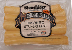 Smoked String Cheese - 8 Ounce Package on a clear background.