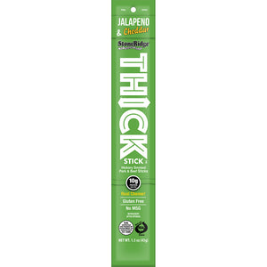 Jalapeno Cheddar Thick Stick 1.5 ounces from the 15 pack with clear background.
