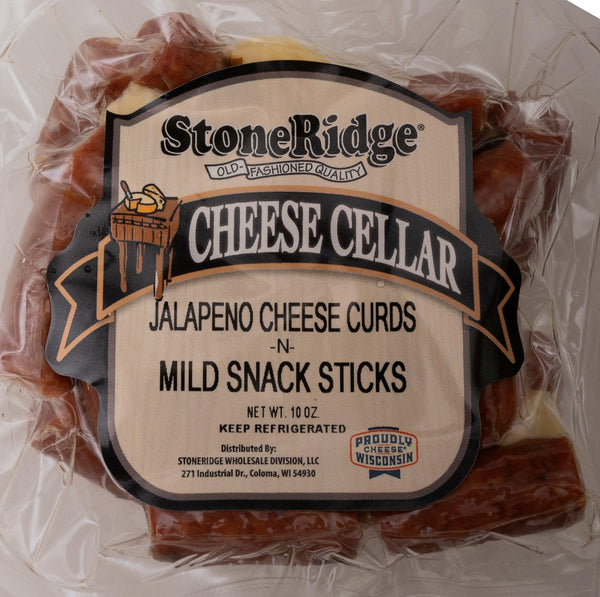 Jalapeno Cheese Curds & Mild Snack Stick Bites "Snack Pack" 10 OZ. - StoneRidge Meats