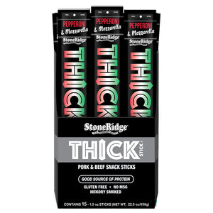 Pepperoni & Mozzarella Thick Stick 15 Pack with clear background.