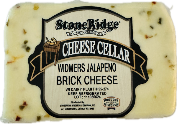 Widmer's Jalapeno Brick cheese  with clear background.