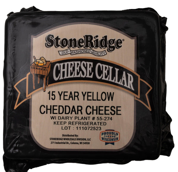 15 Year Yellow Cheddar Cheese 8-9 oz. Piece - StoneRidge Meats