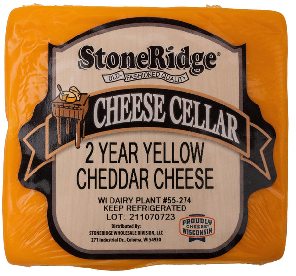 2 Year Yellow Cheddar Cheese 8-9 oz. Piece - StoneRidge Meats