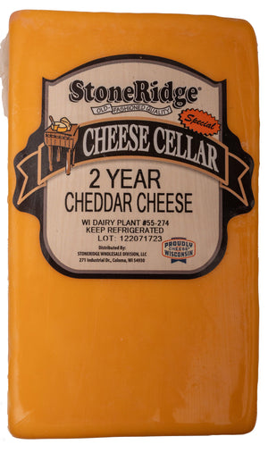 2 lb. Block 2-Year-Old Yellow Cheddar - StoneRidge Meats