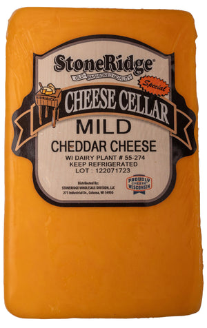 Mild Cheddar Cheese 2 pound package with clear background.