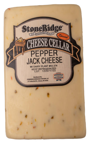 Pepper Jack Cheese - 2 Pound package with clear background.