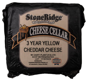 3 Year Yellow Cheddar Cheese 8-9 oz Piece - StoneRidge Meats