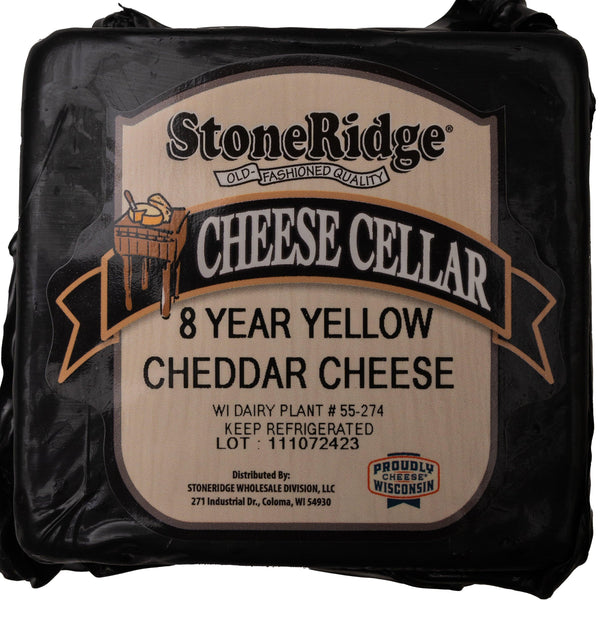 8 Year Yellow Cheddar Cheese 8-9 oz. Piece - StoneRidge Meats