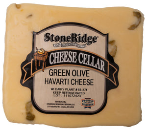 Green Olive Havarti Cheese 8-9 oz. Piece - StoneRidge Meats