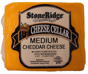 Medium Cheddar Cheese 8-9 oz. Piece - StoneRidge Meats