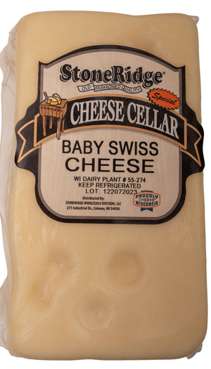 Baby Swiss Cheese - 2 Pound package with clear background.