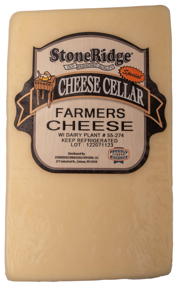 Farmers Cheese 2 pound package with clear background.