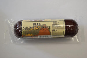 Beef Summer Sausage  - 12 Ounce Package with clear background.