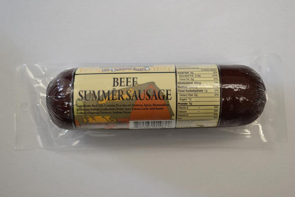 Beef Summer Sausage  - 12 Ounce Package with clear background.