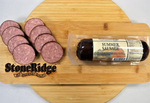 Original Summer Sausage - 12 Ounce Package on a cutting board.