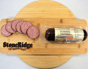 Original Summer Sausage - 12 Ounce Package on a cutting board.